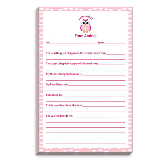 Pink Owl Fill In Camp Notepads